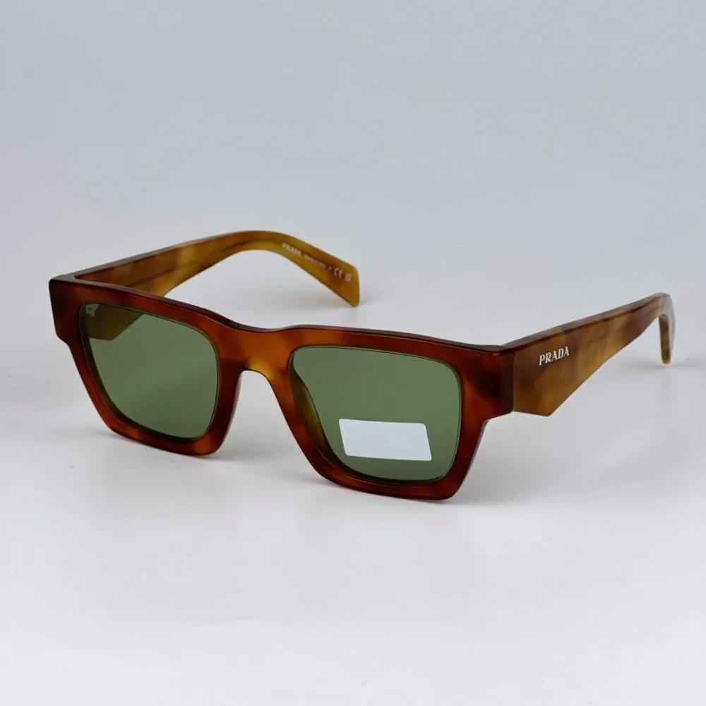 NEW Prada PRA06S 11P60C Cognac Tortoise Green Square Unisex Sunglasses PR A06S